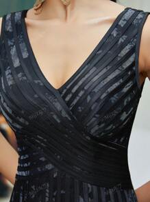 Vestido formal de malha com estampa floral e decote em V, vestido de festa para casamento, vestido para convidados de casamento, vestido de noite