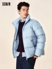 SEMIR Men's Tech Warm Jacket, Minimalist Design, Couples' Style, Winter - Blue - View 3