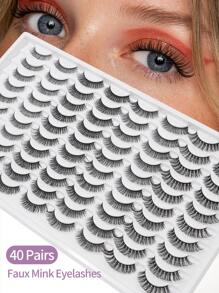 Happy Butterfly MAGEFY 40 Pairs Mixed Pack Natural Crossover False Eyelashes,Handmade Lengthened Thick Curly Eyelashes Fluffy Slim For Everyday Use Manga Eyelashes, Travel Essentials,Elongated Eye Tail Artificial Mink Eyelashes Makeup Tools Hot Sellers,To Lengthen And Volumize The Outer Corner Of Your Eye Beauty Makeup - 自然纖長款 - 查看 5