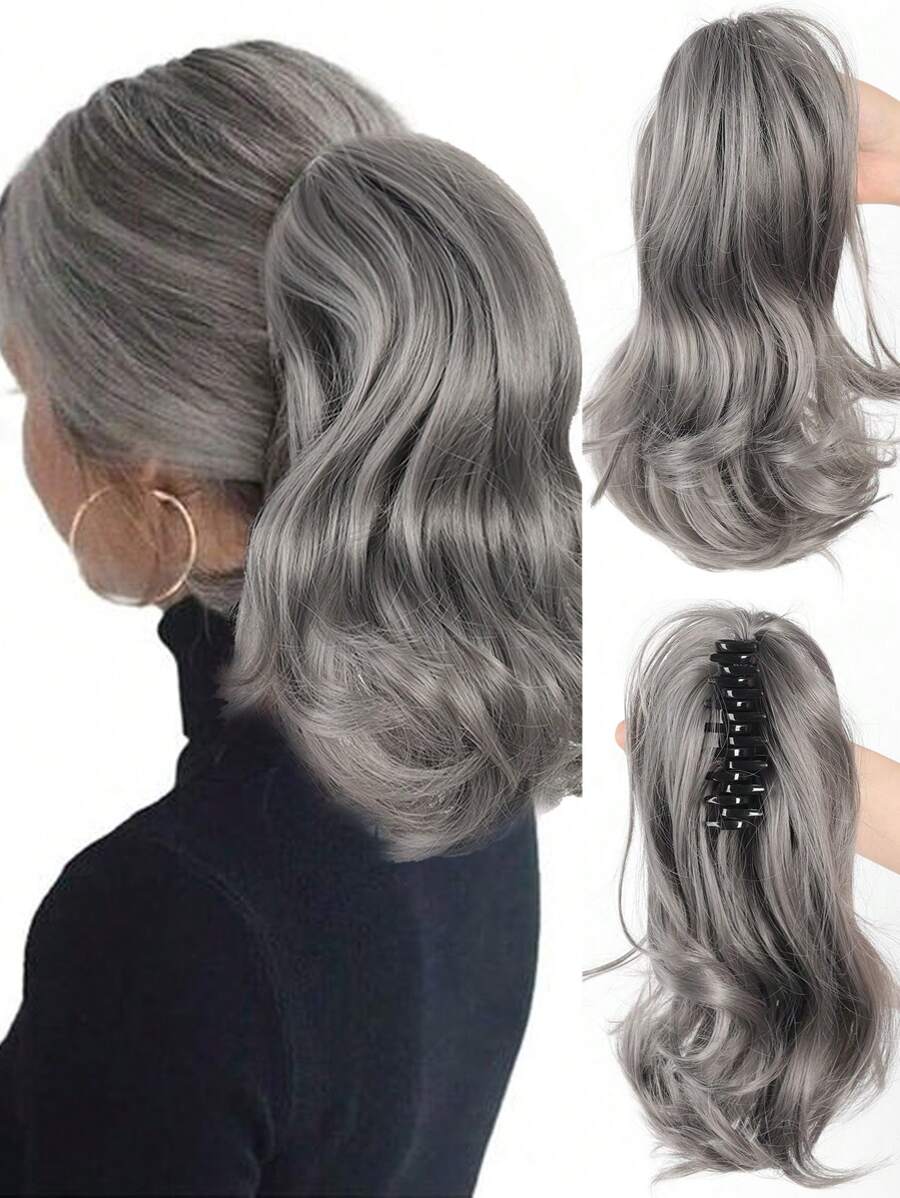 Elegant Claw Clip Ponytail - Short Curly Wavy Look, Synthetic Hair Extensions For Daily Chic, Easy-To Attach Hair Accessory For AlI Occasions