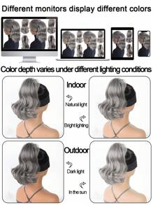 Elegant Claw Clip Ponytail - Short Curly Wavy Look, Synthetic Hair Extensions For Daily Chic, Easy-To Attach Hair Accessory For AlI Occasions - Dark Grey - View 7