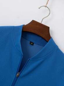 2pcs/Set: 1pc Baseball Collar Solid Color Long Sleeve Cardigan Jacket + 1pc Long Pants