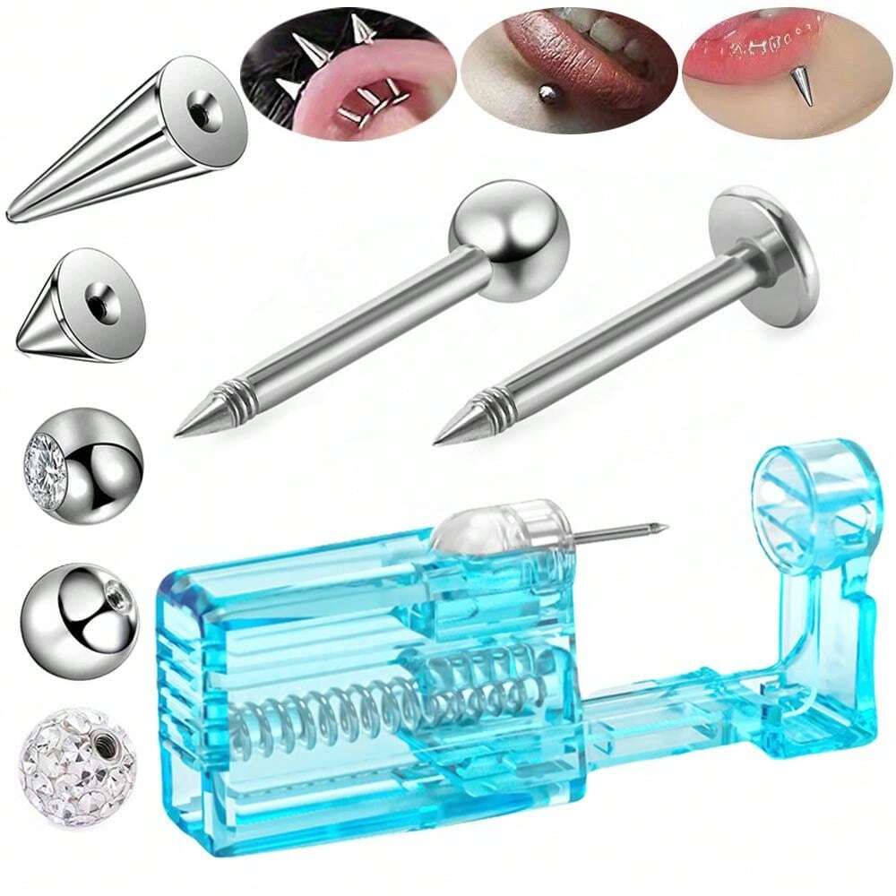 16 Gauge Lip Ear Cartilage Piercing Gun Kit Includes 1pc Disposable