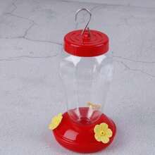 New Plastic Bird Waterer Bottle, Hanging Hummingbird Feeder, Garden Outdoor Plastic Flower Iron Hook, Pet Bird Supplies - Red - View 9