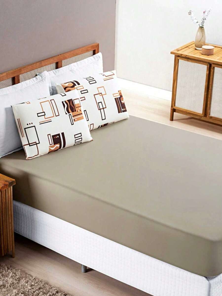 3 Piece King\Queen\Double\Single Bedding Set - 100% Cotton Floral And Geometric Print Quality - Hạt phỉ - Xem 1
