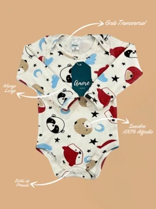 Body Manga Longa Raposa Vermelha Suedine - 100% Algodão - Vermelho - Visão 2