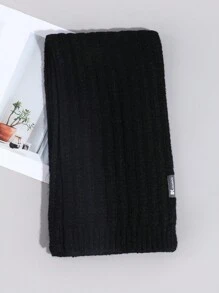 1 pièce Écharpe homme décontractée de couleur unie en fausse cachemire tricotée, avec texture rayée, douce et confortable. Convient pour les sorties quotidiennes - A - Voir 14