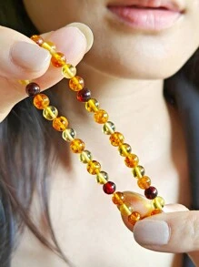 1pc Natural Baltic Amber 5mm Beaded Bracelet Gemstone Therapy Accessorize Indie Fashion Stylish Perfect Gift For Her Anniversary Present
