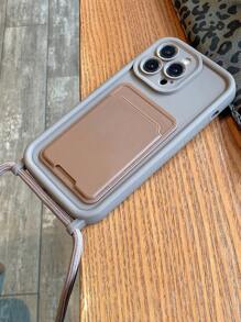 Apple High Quality Bamboo Card Holder With Lanyard Anti-Drop Phone Case Compatible With Iphone Waterproof Shockproof Scratch Resistant - Brown - View 5