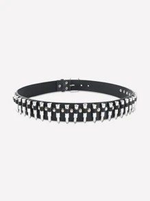 1 buc curea pentru femei de dimensiuni mari cu nituri Bullet, curea neagră personalizată pentru blugi, hip hop, fantezie PU