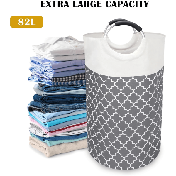 1 Pieza Cesta de Lavandería Grande de 82L, 15* 29", Bolsa de Lavandería Plegable, Cesto de Lavandería Plegable, Cesto Alto para Ropa Blanca, Cesta para Ropa Impermeable, Con Asas de Transporte, Para Ropa, Juguetes, Bolsa de Almacenamiento