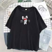 Rabbit Gym T-Shirt Workout Gym Shirt Blouse Unisex Men Women 100% Cotton Top Premium Streetwear New Release Fast Shipping Various Colors!! Plus Size