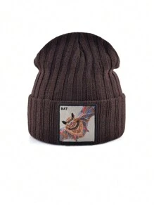 KKISSBAOBEI 1 件山羊刺绣贴针织帽，适合休闲、运动、派对秋季装扮