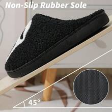 Popular Autumn/Winter Skull Embroidery Slippers, Slip-On Indoor Home Mule Slippers For Couples, Men & Women Plus Size