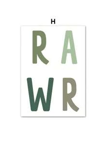 1pc Boy Room Wall Art Print Cartoon Dinosaur Roar Quotes Nursery Canvas Painting Nordic Poster Wall Pictures Kids Room School Decor No Frame - Multicolor - View 20