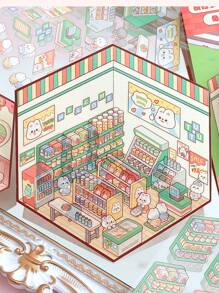 3D 装饰性 DIY 贴纸、贴纸、手册贴纸 可视化 3D 堆叠三维房屋手账贴纸，适用于小房子场景、DIY 工艺品和日记，无需切割 - 彩色 - 查看 17