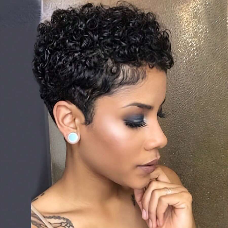 Human Hair Wig Pixie Short Cut Human Hair Afro Curly Human Hair Wigs
