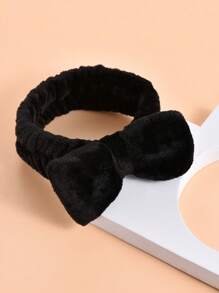 1入組蝴蝶結裝飾浴髮帶柔軟可愛彈性蝴蝶結髮帶適合女士和女孩洗臉頭巾頭飾