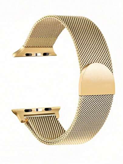 1 st klockarmband unisex klassiskt metallmagnetiskt milanesiskt nätarmband sportigt och trendigt klockarmband kompatibelt med -armband serie 11, serie 10, serie 9, 45 mm, 49 mm, 38 mm, 40 mm, 41 mm, 42 mm, 44 mm, 46 mm, kompatibelt med -serien Ultra/Se/11/10/9/8/7/6/5/4/3/2/1 Ultra 3/2/1, moderiktigt lyxigt guldfärgat smartklockarmband kompatibelt med -armband