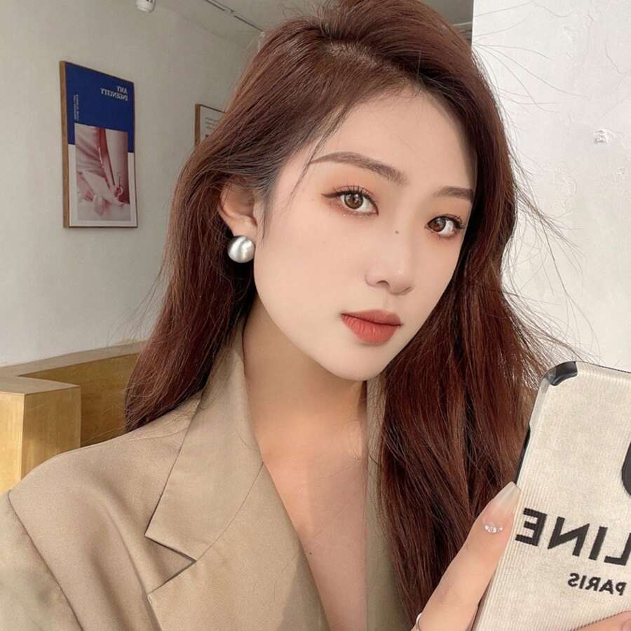 S925 Silver Needle European And American Fashion Street Photography Geometric Semi-Circle Personalized Earrings Retro Earrings - Bạc - Xem 1