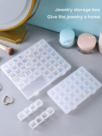 1 件 12/28/56 格透明珠宝收纳盒，可拆卸简约珠宝收纳盒