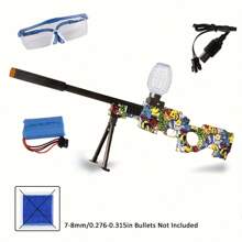 AWM Mini Electric Blaster, 27.6in, High Speed Automatic Gel Splatter Blaster With Bracket, Rechargeable Splatter Ball Toys For Summer Outdoor Activities Shooting Game Party(Without Bullet) - Màu xanh lam - Xem 2
