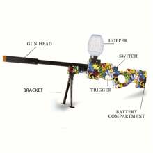 AWM Mini Electric Blaster, 27.6in, High Speed Automatic Gel Splatter Blaster With Bracket, Rechargeable Splatter Ball Toys For Summer Outdoor Activities Shooting Game Party(Without Bullet) - Màu xanh lam - Xem 6