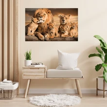 Decorative Picture Family Room Lion Canvas Canvas Vivid Colors Realistic - 彩色 - 查看 2