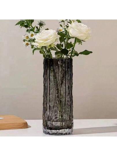Ins Highly Attractive Straight Glass Vase, Glacier Vase Flowers, Transparent Flower Arrangement ation, 1pc Birthday Graduation Home Room