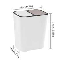 Double Recycling Waste Bin 12L Recycling Garbage Container Rectangle Plastic Push Button Dual Compartment Recycling Garbage For Kitchen Office Home Living Room
