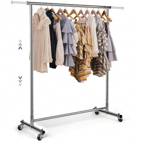 VOWNER VOWNER Kleiderständer auf Rollen (90-132) x 40 x (113-170) cm, Kleiderständer, Kleiderstange, Garderobenständer, Höhenverstellbar und Ausziehbar Verstellbare Kleiderstange, Metall Verchromt