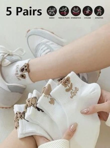 5/10 双可爱女士运动户外袜，轻便舒适休闲运动袜，时尚短袜 - 彩色 - 查看 2