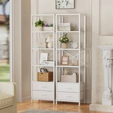 Satifur Storage Rack With Drawers, Wooden High Display Vertical Bookshelf, Vertical Kitchen Storage Rack, Bedroom, Living Room, Office, Bathroom - màu đen - Xem 5