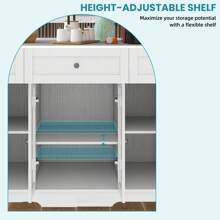 60 Inch Kitchen Island With Stainless Steel Top And Power Outlet ,Ample Storage Space For Utensils And Cookware ,For Serving Tables Cooking Station Countertops - White - View 5
