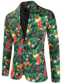 圣诞数码印花男士西装外套、休闲西装 - 彩色 - 查看 1