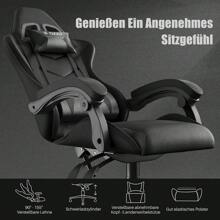 Bigzzia Sedia da gaming ergonomica, con cuscino e schienale regolabile per adulti, girevole e stabile