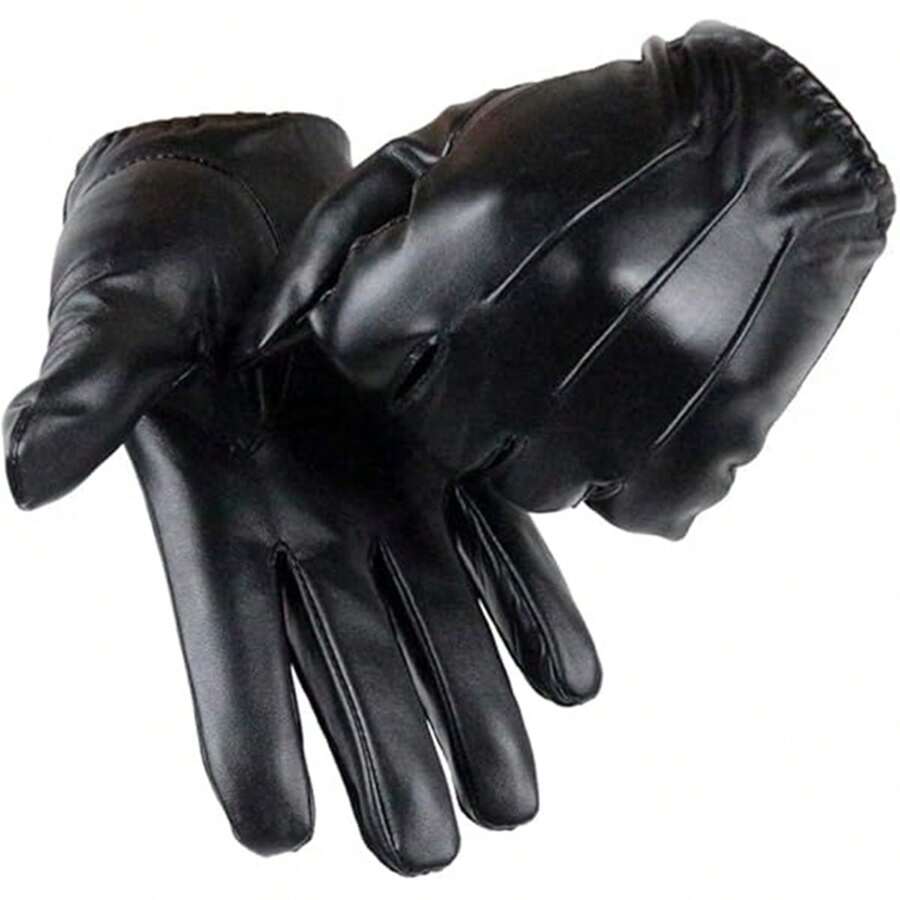 2/1 Pair Of Unisex Touch Screen Gloves For Winter Driving, Warm Wrist Gloves - Pleated - View 1