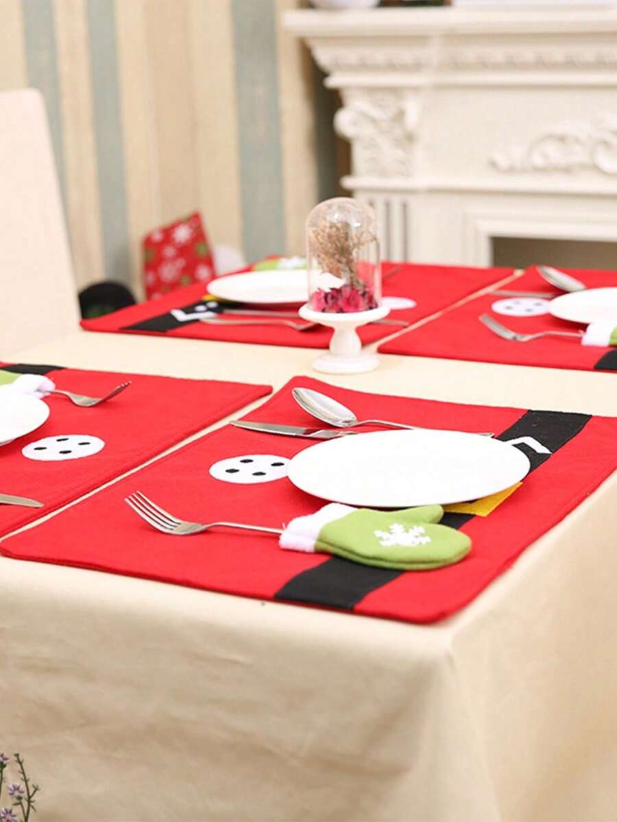 1 件节日装饰圣诞风格餐具套装 - 紅色 - 查看 1