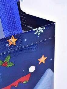 女孩的圣诞节无纺布礼品袋，四色主题圣诞老人圣诞礼物包装袋圣诞礼物圣诞快乐平安夜圣诞派对 - 彩色 - 查看 6