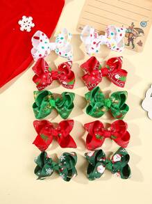 10pcs/30pcs Christmas Girls Assorted Gold & Silver Foil Bow Hair Clips Claws, Suitable For Holiday Gifts (Random Pattern)