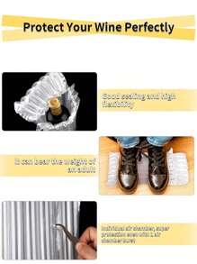 3/6/10 piezas Bolsas protectoras inflables para botellas de vino, envoltura de columna de aire reutilizable y a prueba de golpes con bomba, suministros de embalaje y envío para viajes en avión, bolsas de envío de botellas de vidrio, bolsas de embalaje rellenas de aire