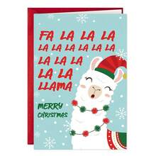 1pc Fa La La La Llama Funny Christmas Card, Merry Christmas Card For Family Friends, Happy Holiday Card With Envelope, Happy New Year Greeting Card - Multicolor - View 5