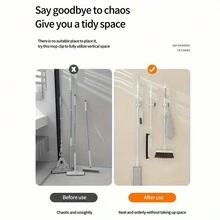 时尚壁挂式实用挂钩 - 1 件/2 件耐用塑料拖把和扫帚架，具有强力粘合剂，易于安装，无需钻孔，适用于厨房、浴室、阳台 - 彩色 - 查看 7