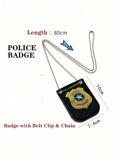 1pc Police Pretend Play Toy Set, Suitable For School Classroom Dress Up, Detective Role Play, Easter Basket Filler, Birthday Party Favors - Gold Badge Zinc Alloy Pendant Halloween