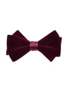 1 pieza Corbata de moño de terciopelo de poliéster de unicolor, accesorio de vestimenta formal de alta gama para bodas, fiestas, banquetes, escenarios, otoño/invierno para hombres