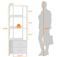 Satifur Storage Rack With Drawers, Wooden High Display Vertical Bookshelf, Vertical Kitchen Storage Rack, Bedroom, Living Room, Office, Bathroom - màu đen - Xem 11
