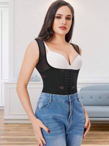 Nebility Faja Women's Seamless Body Shaping Top, With Breast Support And Waist And Abdomen Tightening Effects, Waist Button Design, Easy To Put On And Take Off, Comfortable, Skin-Friendly, Breathable And Elastic Fabric, Can Be Worn In Spring, Summer, Autumn And Winter, Suitable For Daily Wear - 黑色 - 查看 5