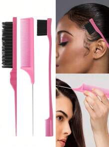 4PCS/Set Watering Can Hair Styling Comb Set Styling Comb Set,3Pcs Hair Styling Comb Set Teasing Hair Brush Rat Tail Comb Edge Brush For Edge & Back Brushing, Combing, Slicking Hair For Wo,Hair Brush,Comb,Hair Tools,Hair Products And Accessories For Barber Salon Beauty Travel Essentials