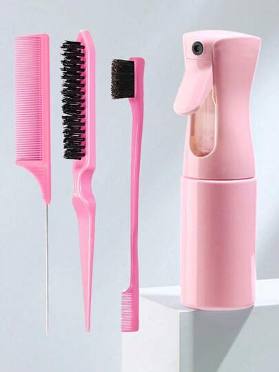 4件套浇水壶造型梳套装，3件套造型梳套装，包括蓬松发梳、尖尾梳、边缘梳，适用于梳理发际线和后脑勺，可用于梳理、打造光滑发型。适用于理发店、美容院、旅行、返校季、度假旅行等场合。也适用于女性。产品包括：梳子、发梳、木梳、迷你发梳、解结梳、卷发梳、美发设备、旅行必备品、发型、美发、发梳、后梳、造型梳、卷发梳、边缘梳、发梳、梳发、发梳套装、梳发、卷发梳、解结梳、女士发梳、头发、旅行、美发产品、美发工具、美发用品、理发师、理发师配件、理发店、美发设备。