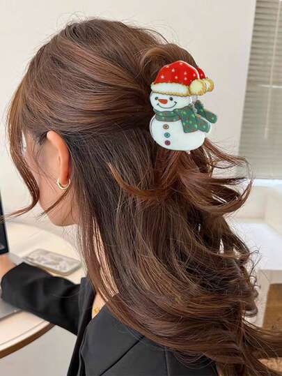 1pc Santa Claus With White Beard & Christmas Tree Hair Clip Fashion Claw Clip Winter Hair Accessories